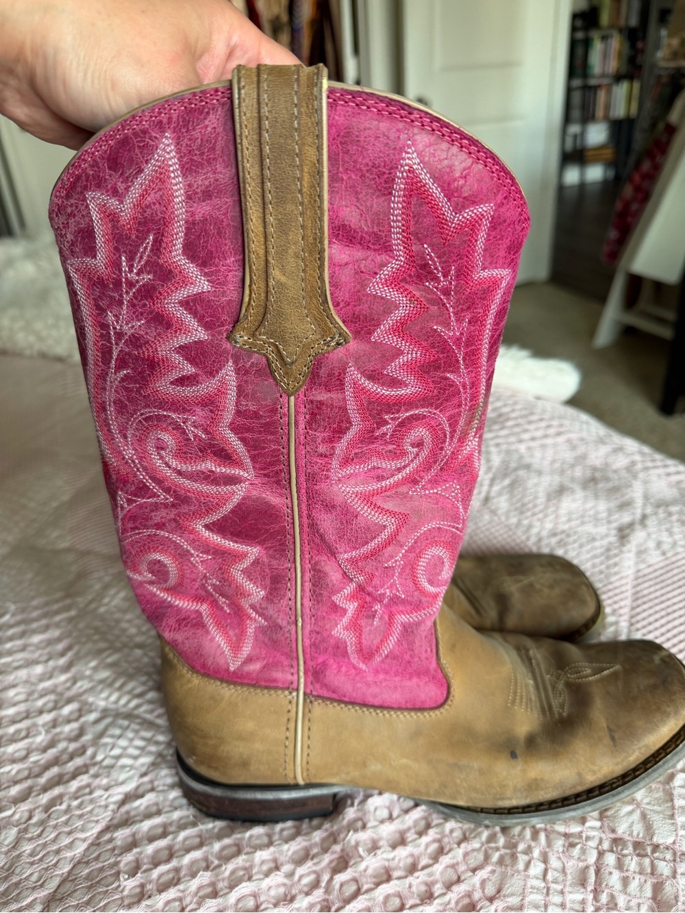 Durango Pink and Tan Western Heeled Boots